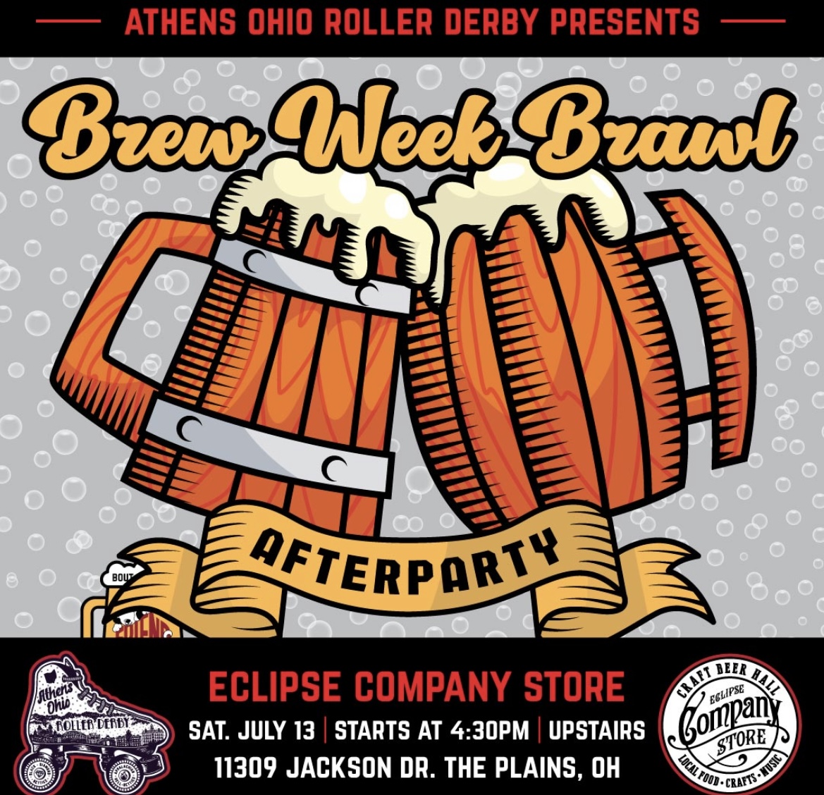 A flyer for the Brew Week Brawl afterparty at the Eclipse Company Store.