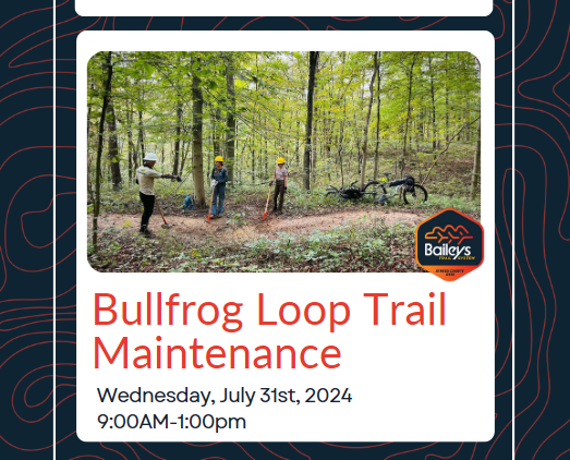 A flyer for the Bullfrog Loop Trail Maintenance Day