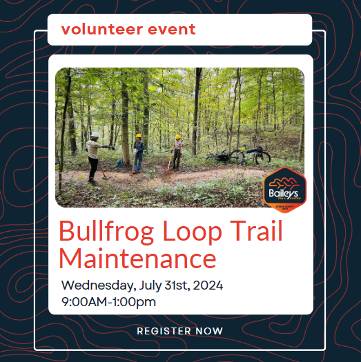 A flyer for the Bullfrog Loop Trail Maintenance Day