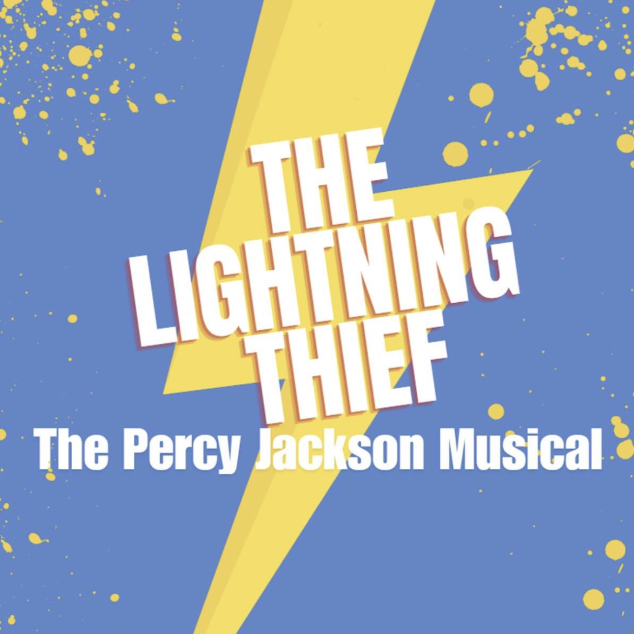 The logo for "The Lightning Thief: the Percy Jackson Musical." The image is of a yellow thunderbolt against a periwinkle background.