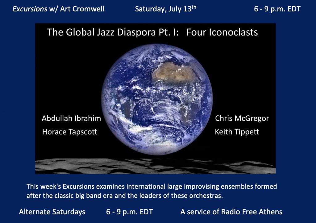 A graphic with information about the programming for "Jazz Excursions with Dr. Art Cromwell." 