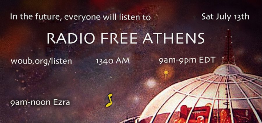 A graphic with information about the line up for Radio Free Athens July 13, 2024.