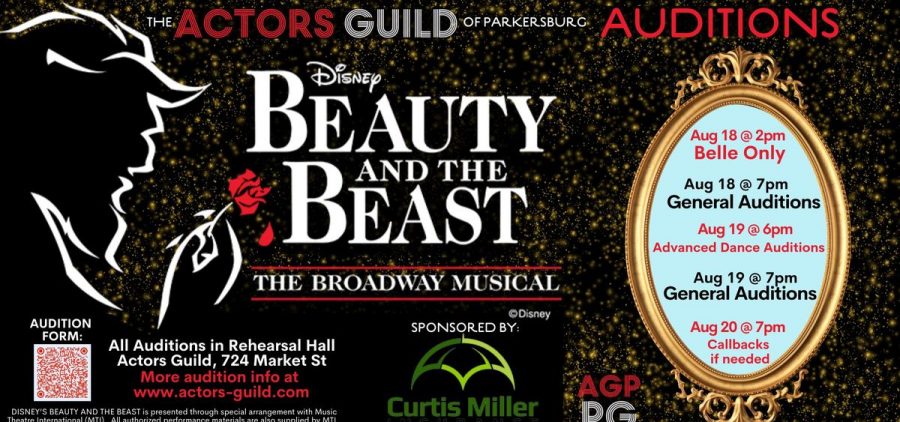 An promotional image for the Actors Build of Parkersburg's Call for Auditions for "Beauty and the Beast."