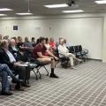 Republican National Committee chair Michael Whatley speaks to a room of volunteers at the Ohio Republican Party's headquarters in Columbus