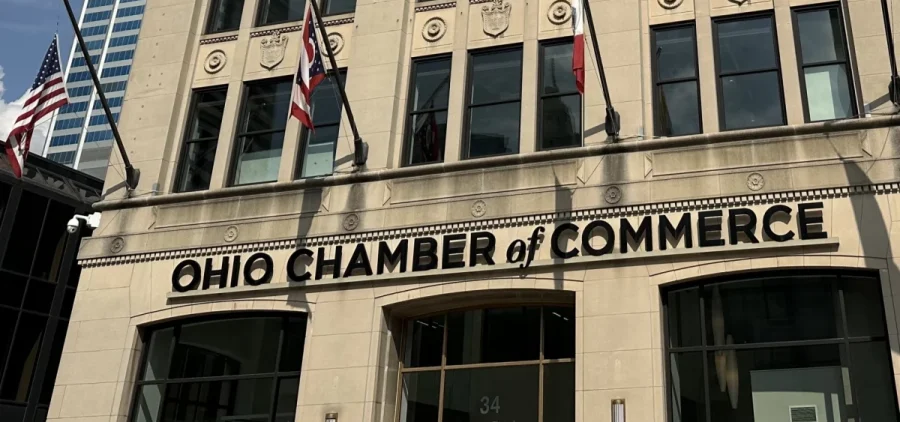 The Ohio Chamber of Commerce building from the outside.