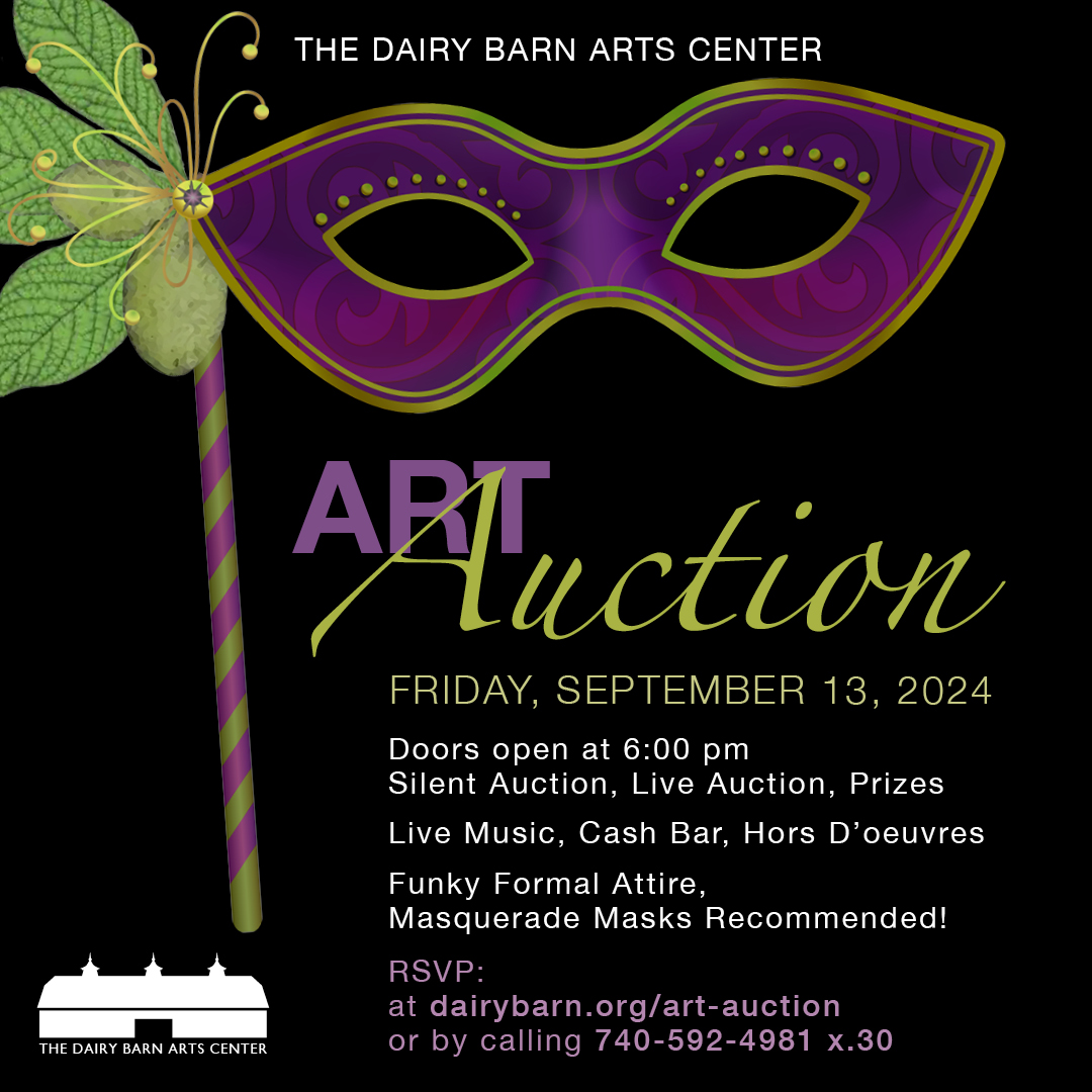 A flyer for the Dairy Barn Art Auction event.