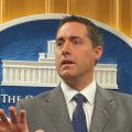 Ohio Secretary of State Frank LaRose speaks at a podium.