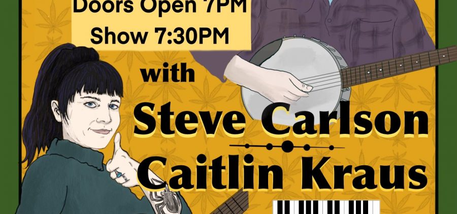 A flyer for the Tiny Museum Concert with Cailtin Kraus and Steve Carlson.