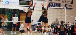 Tigers' Ritter and Dawson go up for a block