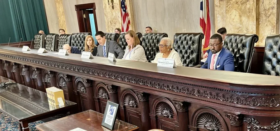 The Ohio Ballot Board meets at the Statehouse