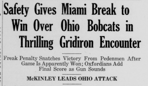 Headline published after Don Peden's first Battle of the Bricks game. 