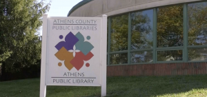 An outdoor view of the Athens Public Library