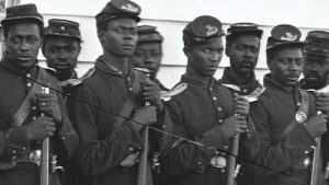 Archival photo of African American soldiers at Camp Nelson, Kentucky. Credit: National Archives and Records Administration