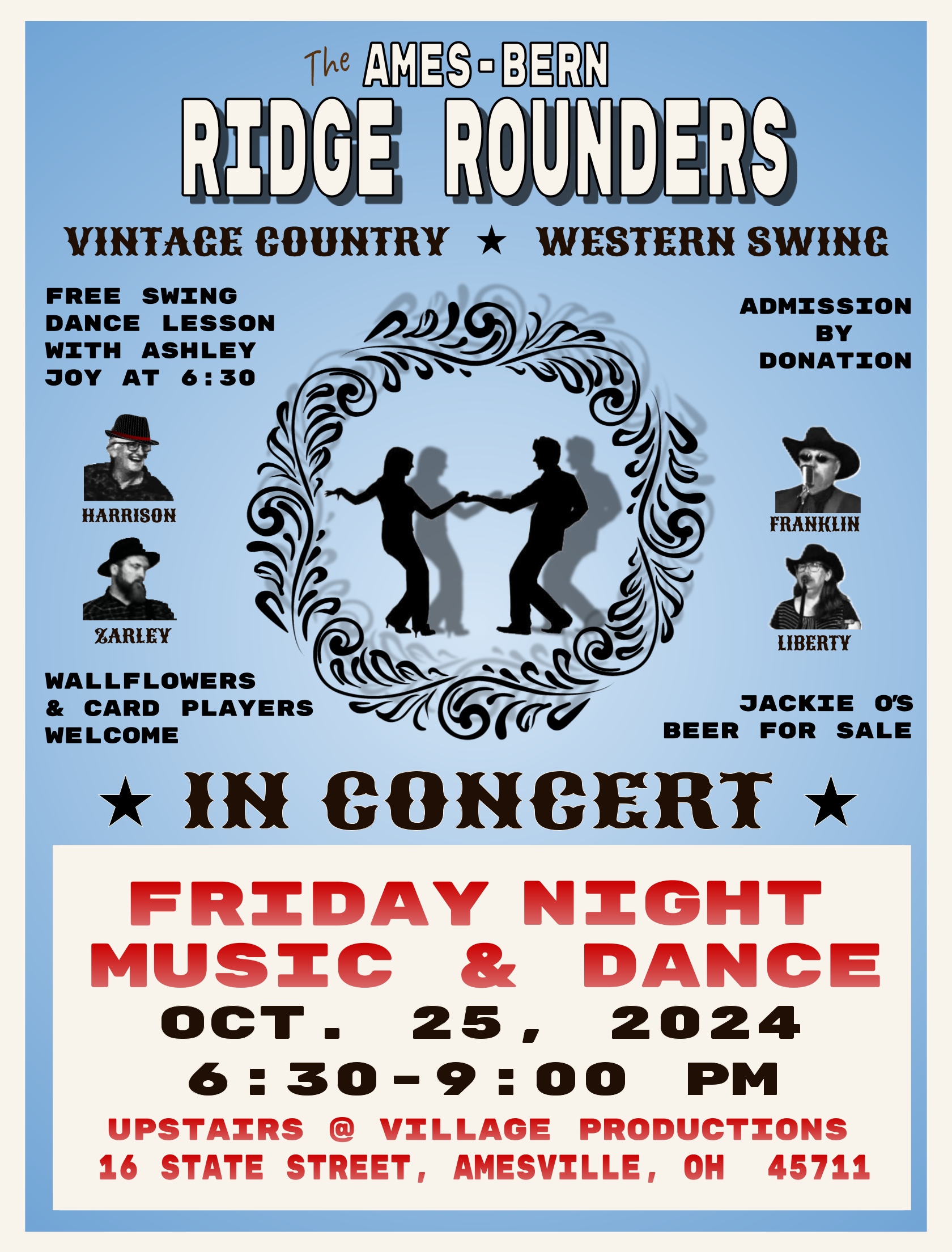 A flyer for The Ridge Runners show in Amesville.