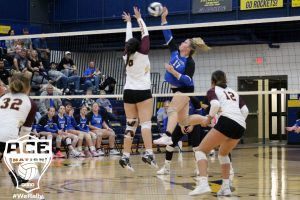 Panther Reese Ruckel attacks at the net