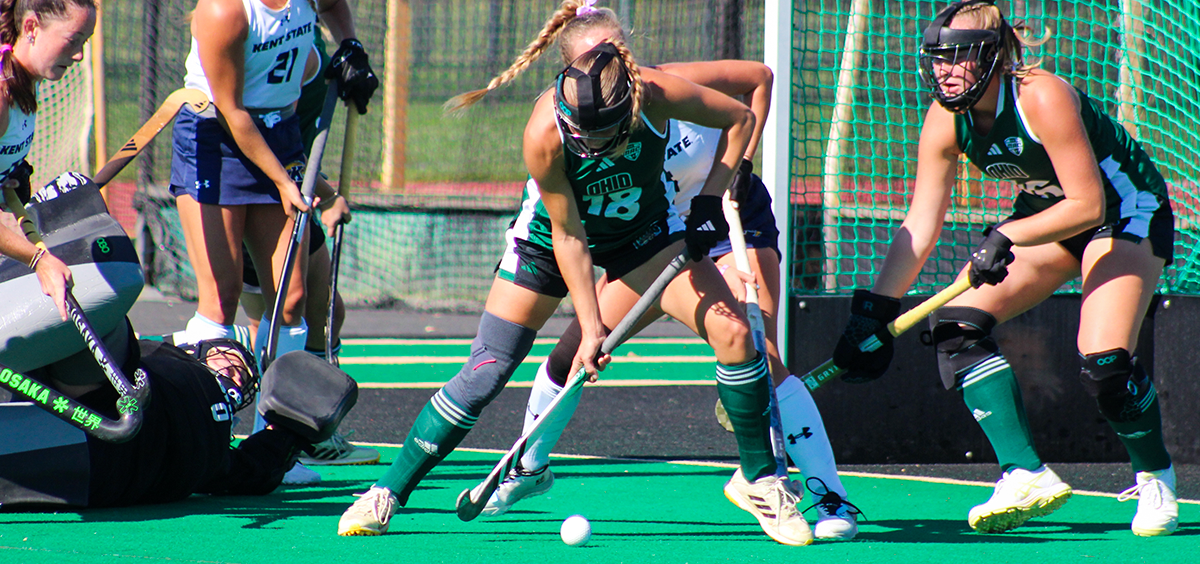 Anouk Plaehn shielding the ball against Kent State on Oct. 20.