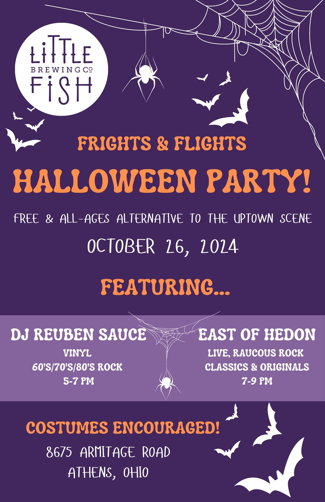 A flyer for Little Fish's Frights and flights event