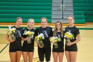 Bulldog seniors Maeve Schwarzel, Alexa Reed, Rylee Toadvine, Kate Legar, and Caitlyn Hayes