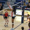 Buckeye Gianna Dixon blocks at the net