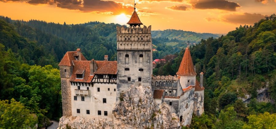 Bran Castle at sunset. The famous Dracula's castle in Transylvania, Romania