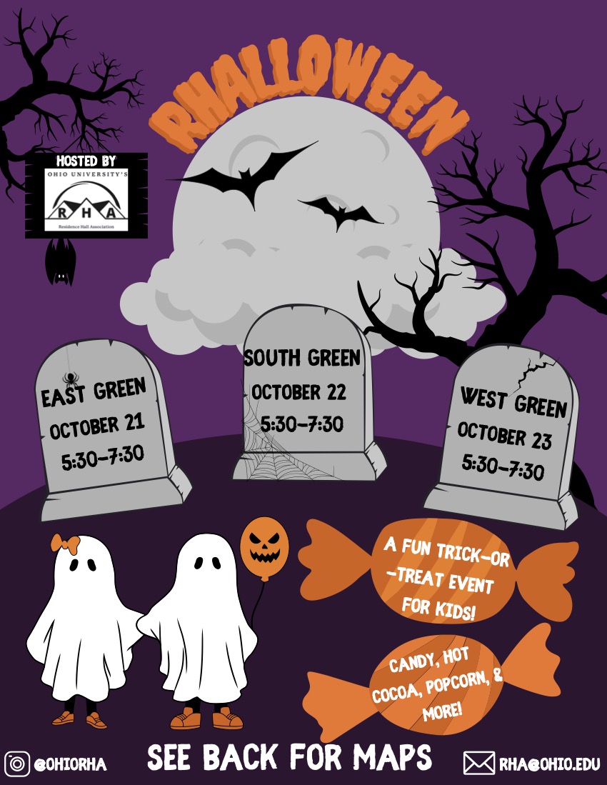 A flyer for the RHalloween event on Ohio University's campus.