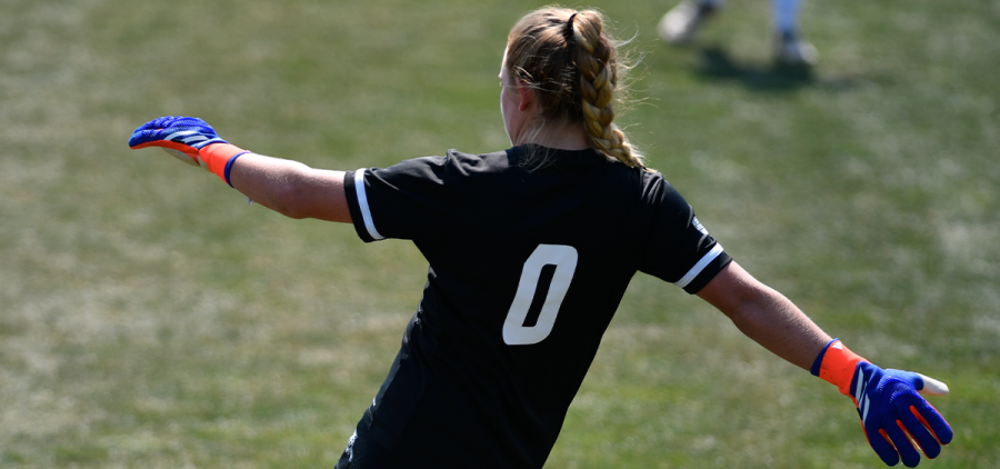 Celeste Sloma performs a goal kick against Oakland.