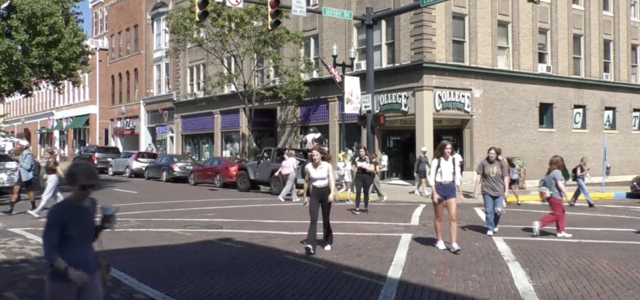 The intersection of Court and Union Streets in uptown athens