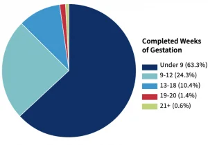 A pie chart showing when abortions took place in Ohio