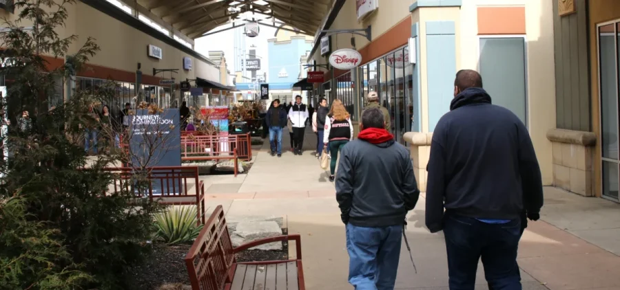 Shoppers at a mall near Cincinnati in February 2020