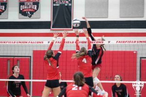 Falcon Christian Thompson attacks at the net