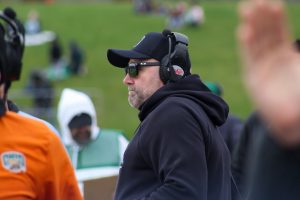 Ohio head coach Tim Albin on the sideline during the Bobcats win over Ball State. 