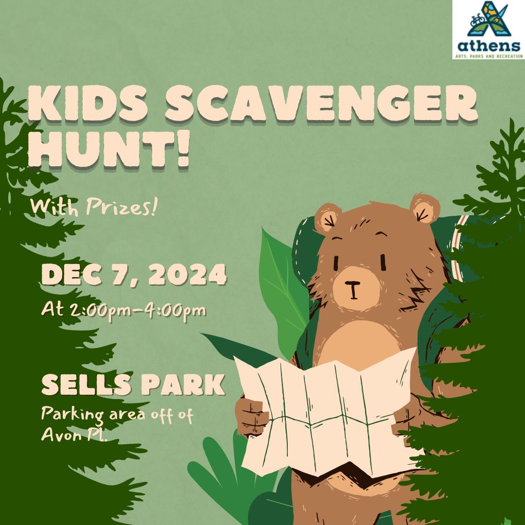 A flyer for a Kid's Scavenger Hunt event.