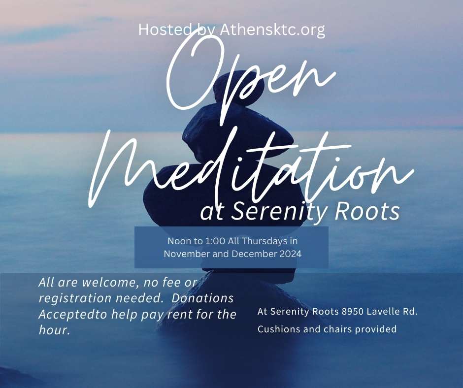 An image advertising an Open Meditation group that meets weekly.