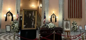 Jo Ann Davidson, the first and only woman to serve as speaker of the Ohio House, lay in state in the Statehouse rotunda before her funeral