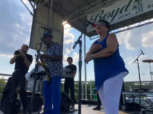 Performers take the stage for the Marion Blues festival