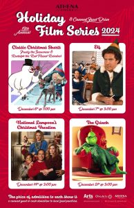 An image advertising the Athena Cinema's holiday film series.