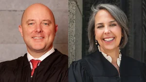 Judge Dan Hawkins on the left and Judge Lisa Forbes on the right