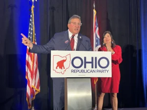 Ohio Republican Party Chair Alex Triantafilou announces that Decision Desk HQ has called Issue 1 for the "no" side.