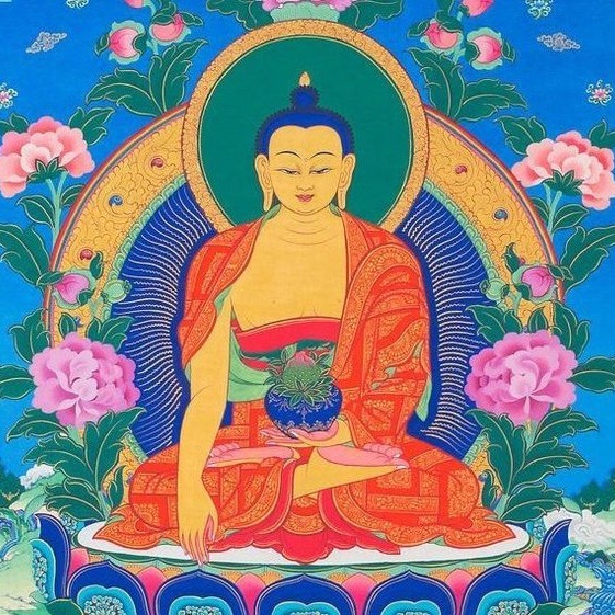 A colorful image of the Buddha.