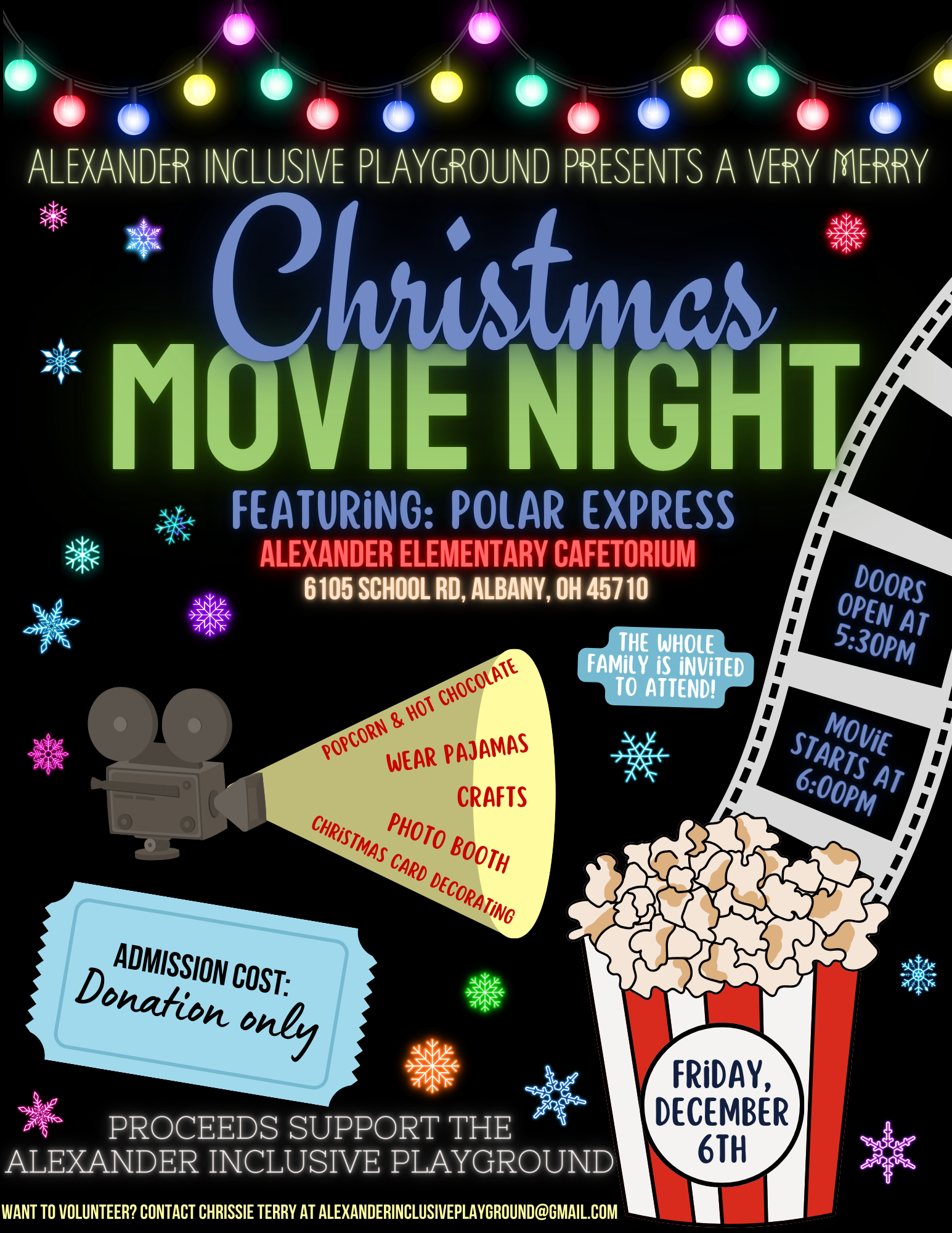 A flyer for a Christmas Movie Night event.