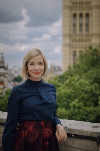 Lucy Worsley at the Houses of Parliament.