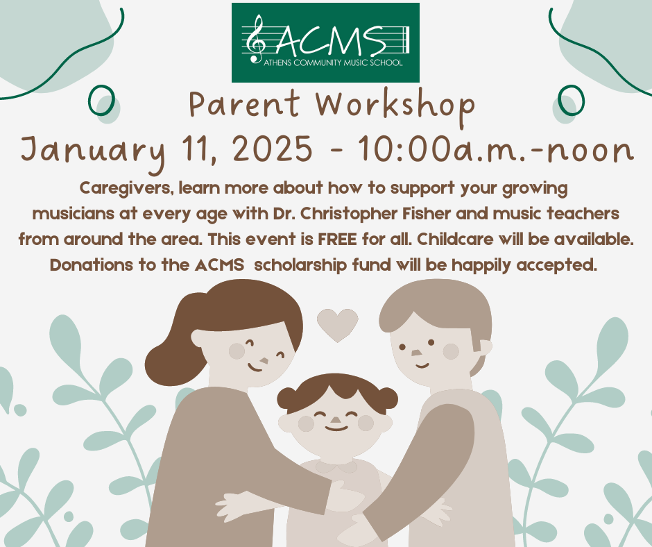 A flyer for the parents of musicians workshop.