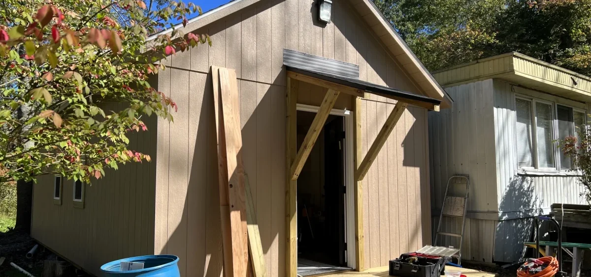 A tiny wood home for a local veteran.