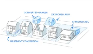 A sketch shows the different types of accessory dwelling units that are legal under Cincinnati's zoning laws.