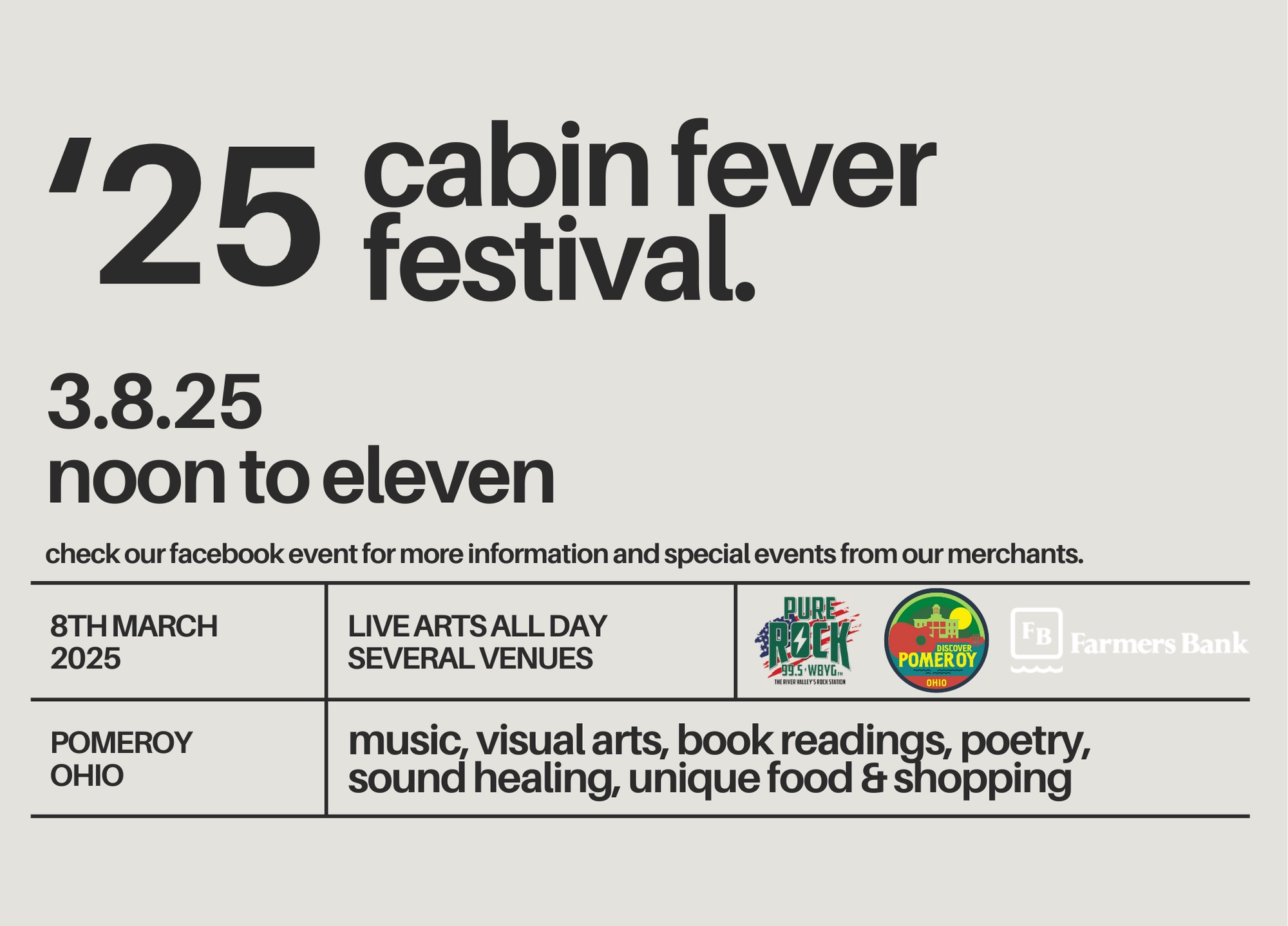 A flyer for the Cabin Fever festival