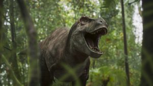 Picture Shows: VFX - Landscape A Tyrannosaurus rex stalking through forest