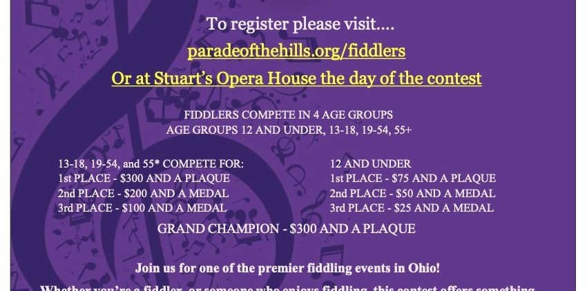 flyer with information about the 2025 Ohio State Old Time Fiddlers Contest.
