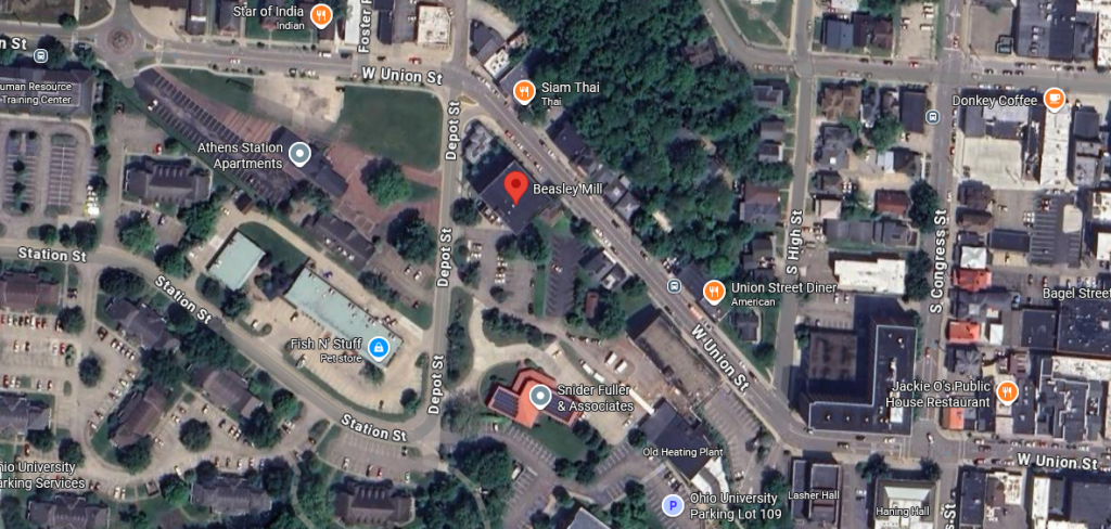 A google map image shows the location of the Beasley Mill apartment complex in Athens.