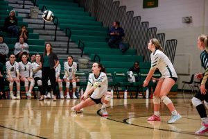 Bulldog Emma Meili receives serve