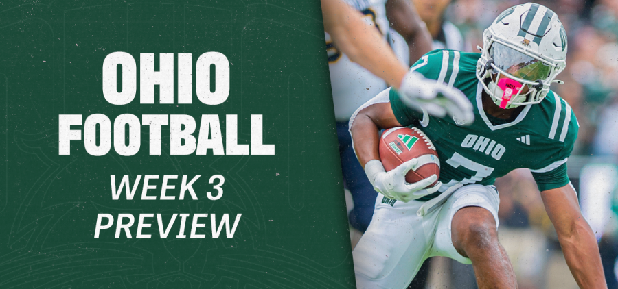 Ohio Football wide receiver Chase Hendricks changing direction during a catch vs West Virginia.